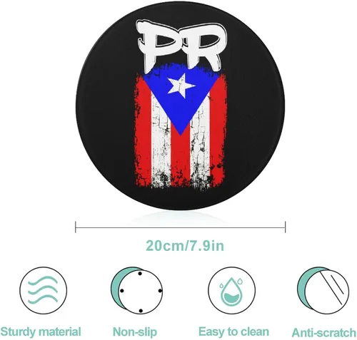 Vista 2 de Tabla de cortar de la bandera de Puerto Rico PR Bloques de corte de vidrio templado Alfombrilla de corte antideslizante