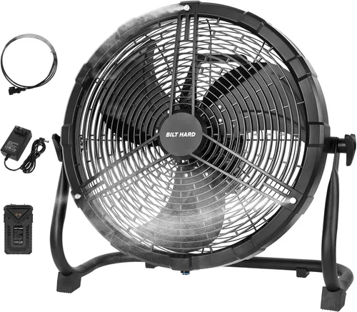 Vista 9 de BILT HARD Ventilador de nebulización portátil para exteriores de 12 pulgadas, ventilador de nebulización con batería desmontable de 15600 mAh