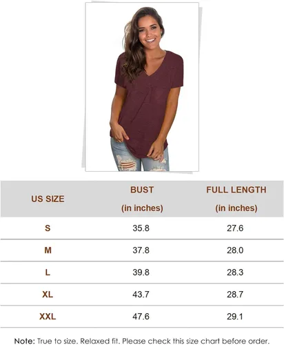 Vista 5 de WEESO - Camisetas de manga corta con cuello en V para mujer con dobladillo de cola caída ajuste relajado