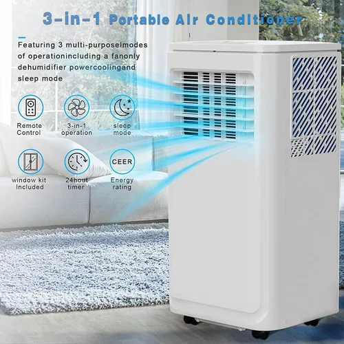 Vista 2 de OFIKA Aire acondicionado portátil para interiores de 8000 BTU, unidad de CA portátil para habitaciones de hasta 350 pies cuadrados, aire