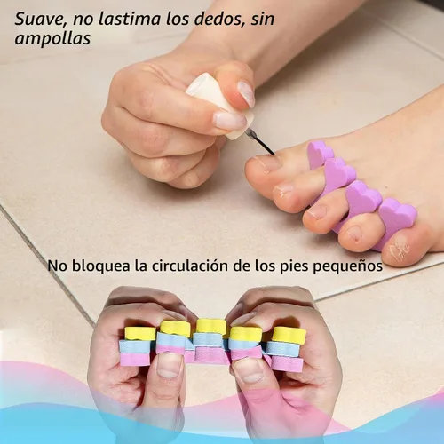 Vista 3 de Separadores de dedos de espuma suave para mujer, 12 espaciadores de pedicura para mujer