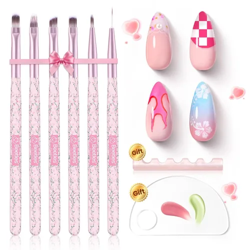 Vista 16 de Beetles Gel Polish Pinceles para arte de uñas, 6 bolígrafos de diseño de A-Multicolor-6
