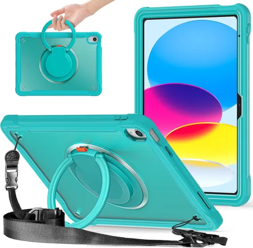Vista 10 de BATYUE Funda para iPad de 9ª/8ª/7ª generación (funda resistente para iPad de 10.2 pulgadas 2021/2020/2019) con protector de pantalla, soporte
