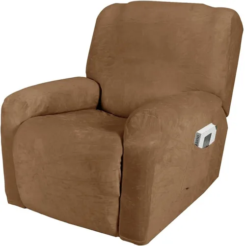 Vista 21 de vctops Fundas reclinables de felpa de terciopelo de lujo, 4 piezas, fundas elásticas y suaves para sofá, protector antideslizante de muebles