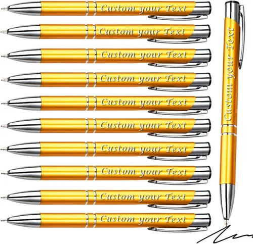 Vista 9 de AOK 50PACK Bolígrafos personalizados Tinta negra personalizada - Bolígrafos de nombre metálicos - Grabados por láser con su texto o mensaje (negro)