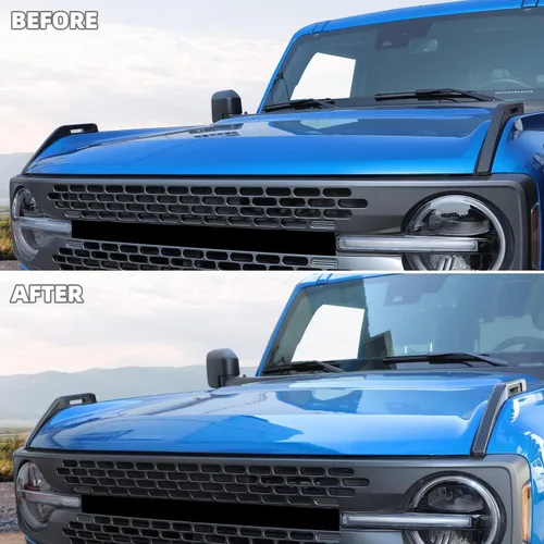 Vista 2 de Cubierta de Bisagra Compatible con Capó del Motor para Ford Bronco 2021-2025, Kit de 2 Piezas de Accesorios Decorativos Exteriores de Trim Trail