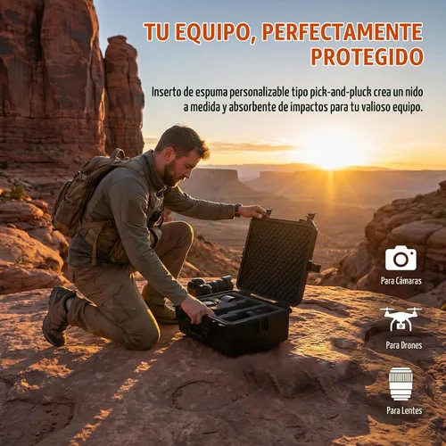 Vista 5 de MEIJIA Funda rígida protectora impermeable portátil, funda para cámara con espuma de ajuste personalizable insertada, apta para uso con drones