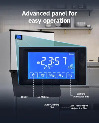 Vista 4 de EUHOMY Máquina comercial para hacer hielo, 1000 libras/24 horas, máquina de hielo industrial con contenedor de almacenamiento de 300 libras, lista