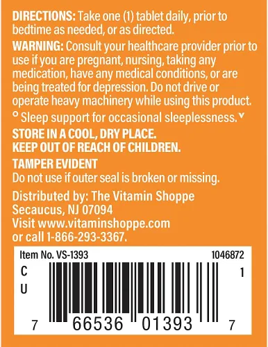 Vista 3 de The Vitamin Shoppe Melatonina - Apoyo para dormir, sueño reparador y ciclo de sueño saludable, ayuda natural para dormir (120 tabletas)