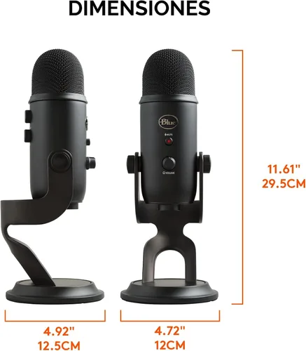 Vista 12 de Blue Yeti USB Mic para grabar y transmitir en PC y Mac, 3 cápsulas de condensador, 4 patrones de captación, salida de auriculares y control