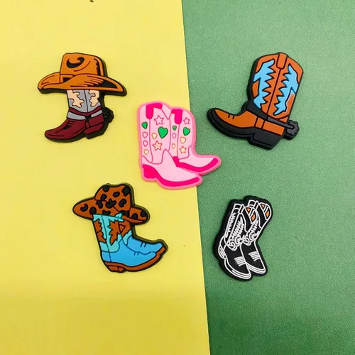 Vista 7 de 30 50 dijes bohemios de vaquera rosa para zapatos para decoración de zuecos Crock, sandalias de paz, accesorios para niñas, mujeres, niños