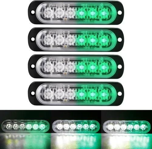 Vista 17 de SEISSO Paquete de 4 luces estroboscópicas ámbar de 12 LED para vehículos y camiones, kit de luces estroboscópicas de emergencia, 12V -24V, luces