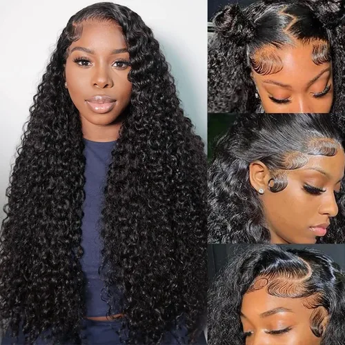 Vista 13 de Pelucas de cabello humano con encaje frontal de 13 x 4 pulgadas con cabello de bebé para mujeres negras, densidad del 220 %, pelucas de encaje 220%