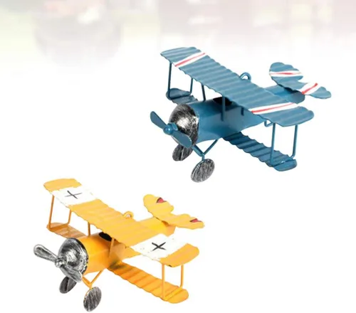 Vista 7 de TOYANDONA Modelo de avión vintage, paquete de 2 juguetes de avión de metal, 3.93 x 3.54 x 1.96 pulgadas, artesanía retro para niños, accesorios