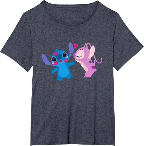 Vista 76 de Disney Stitch and Angel - Camiseta para el día de San Valentín Negro