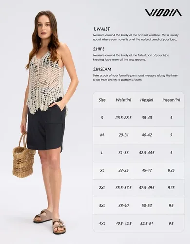 Vista 7 de Viodia Pantalones cortos de natación para mujer de 9 pulgadas de largo con bolsillos, cintura alta, trajes de baño de playa, hasta la rodilla