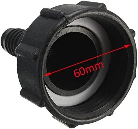 Vista 3 de Adaptador de drenaje de tanque IBC de 1/2 pulgada con tapa roscada Conector de manguera de jardín Adaptador de montaje negro