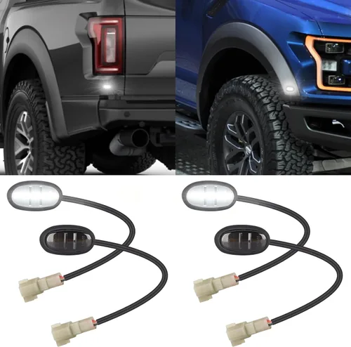 Vista 9 de POPMOTORZ Conjunto de Luces Marcadoras Laterales LED para Guardabarros, 2 Piezas de Luces Ámbar Delanteras para Ensanchadores de Guardabarros y 2