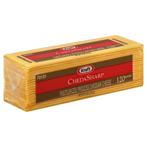 Vista 4 de Kraft Queso cheddar en rodajas de queso cheddar regular, 5 libras, 4 por caja.