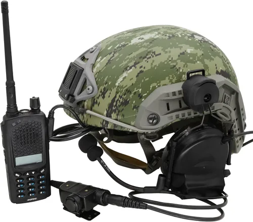 Vista 3 de Auriculares tácticos tipo casco con U94 PTT 2pin,Auriculares con cancelación de ruido, para tiro de caza de Airsoft Negro