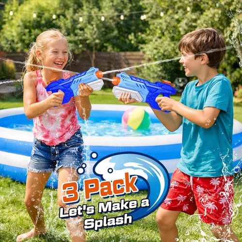 Vista 7 de Quanquer Paquete de 3 Pistolas de Agua para Niños y Adultos - Pistola de Juguete de Agua de 600CC Súper Blaster Empapador de Largo Alcance Alta