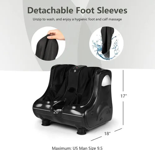 Vista 9 de Giantex Masajeador de pies y pantorrillas con calor, máquina masajeadora de pies Shiatsu con vibración, amasado profundo, modos de intensidad de 3