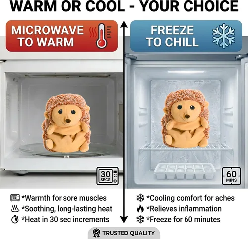 Vista 3 de Warm Pals Harley Hedgehog, felpa pesada para microondas, calentada