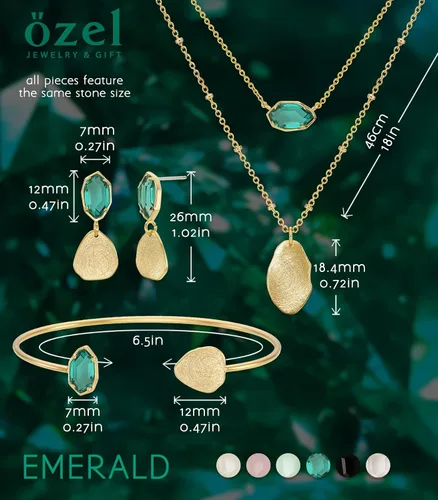 Vista 41 de OZEL - Pulseras para mujer, chapados en oro real de 18 quilates, pulseras de oro de cristal colorido para regalos