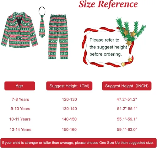 Vista 6 de Funnycokid Trajes de Navidad para niños, 3 piezas, ropa formal para niños, juego de traje feo para graduación, fiesta de Navidad, boda con corbata