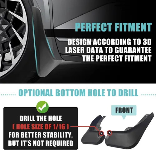 Vista 5 de BestEvMod Protectores contra salpicaduras para lodo Ioniq5 (juego de 4) con accesorios de hardware, protección contra la suciedad, sin necesidad