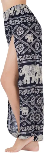 Vista 3 de LOFBAZ Pantalones de yoga harén con abertura alta para mujer, pijama, pantalones deportivos para la playa