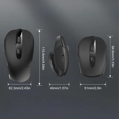 Vista 6 de TECKNET Ratón inalámbrico plegable, ratón de viaje 2.4G, 3 DPI ajustables Negro