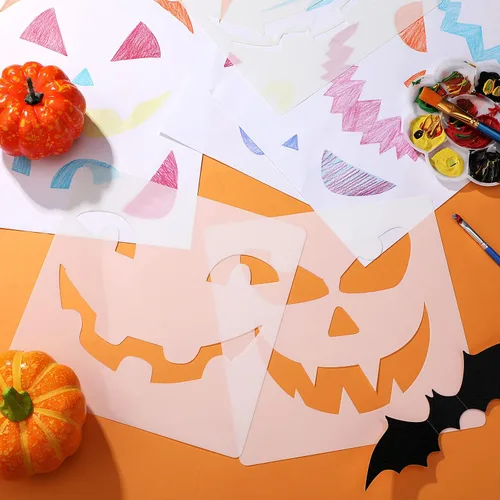 Vista 4 de 25 plantillas reutilizables de Halloween para dibujo de calabaza, plantillas temáticas de Halloween, plantillas temáticas de Halloween, plantilla