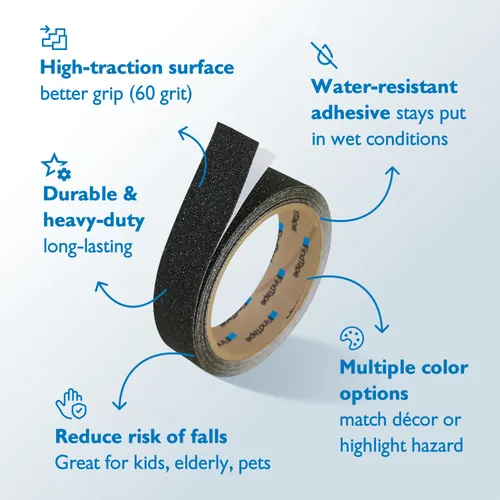 Vista 3 de FindTape AST-35 Cinta antideslizante antideslizante premium [negro, grano 60]: 2 pulgadas x 10 pies (negro)