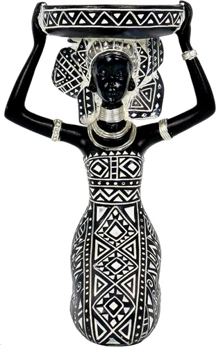 Vista 13 de Lescafita Juego de 3 Portavelas de Dama Africana – Figuras de Resina con Cuencos Dorados para Velas de Té o Velas de Pilar Pequeñas – Estatuas