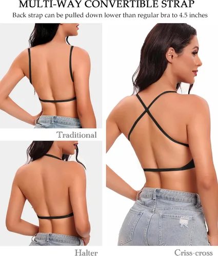 Vista 2 de Brasier de espalda baja para vestido sin espalda, brasier push up, sujetadores de escote en V profundo para mujer