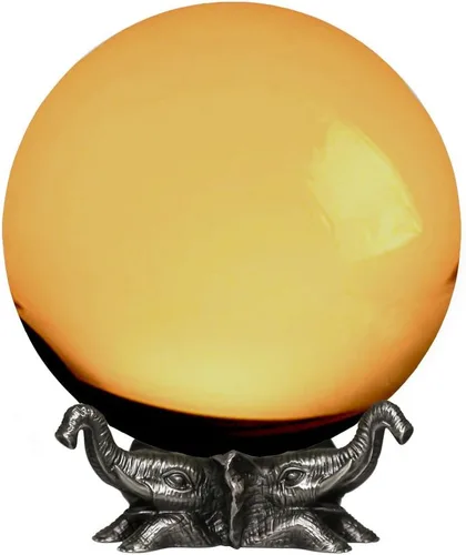Vista 4 de Amlong Crystal Bola de cristal rosa de 8 pulgadas (7.874 in) con soporte de elefante