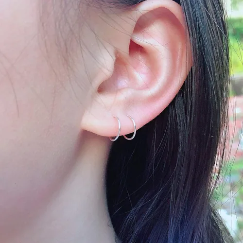 Vista 119 de Small Gold or Sterling Silver Huggie Hoop Earrings for Women Cartilage Nose Helix Tragus