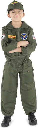 Vista 5 de Dress Up America Top Gun - Disfraz de piloto de combate de la Fuerza Aérea - Disfraz de piloto de combate de la Segunda Guerra Mundial para niños