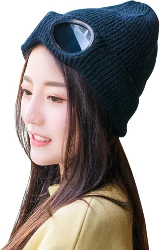 Vista 3 de Belsen Gorro de punto unisex con gafas de invierno cálido a prueba de viento