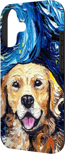 Vista 2 de Golden Retriever - Funda para iPhone 17, diseño de perro de noche estrellada