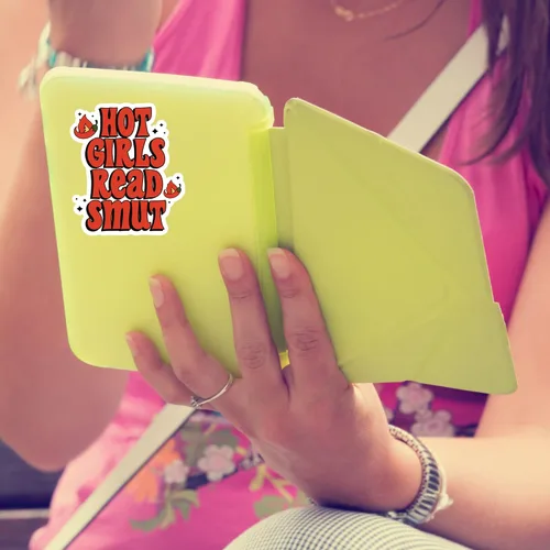 Vista 4 de 3.25 "Chicas calientes Leer Smut pegatina de tableta portátil laminada Amor para leer sucio Novelas románticas Libros Ávido Adulto Fuego Lector