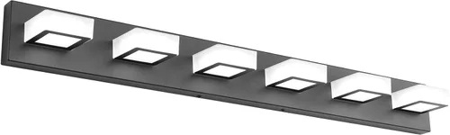 Vista 64 de Ralbay - Luz LED negra para tocador de baño, moderna, atenuable con 5 temperaturas de color, accesorios de iluminación de pared de acrílico negro