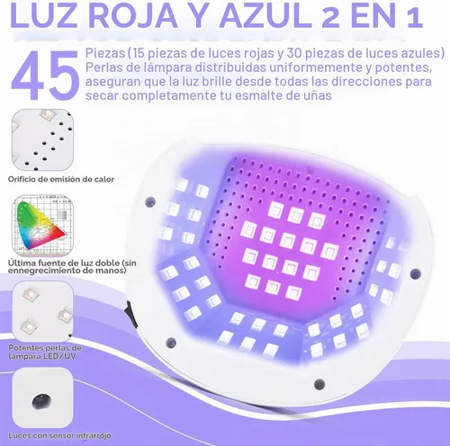 Vista 2 de Lámpara de uñas LED UV, secador de uñas inalámbrico recargable para esmalte de gel, luz UV de uñas con 45 cuentas y mango, lámpara profesional