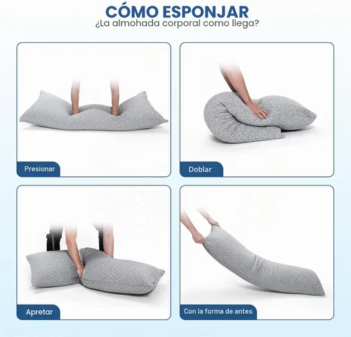 Vista 8 de Rainmr Almohada de Espuma Viscoelástica Gruesa para el Cuerpo - Almohada Completa para Dormir de Lado - con Funda de Almohada de Enfriamiento Gris