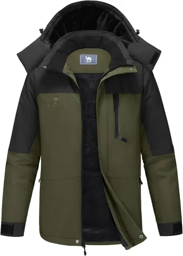 Vista 10 de CAMEL CROWN Chaqueta de Esquí de Invierno para Hombre Abrigos de Nieve de Montaña Impermeable Capucha Desmontable Resistente al Viento Chaquetas