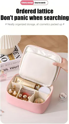 Vista 3 de Bolsa de maquillaje – Organizador de maquillaje, bolsa de aseo de viaje para mujeres y niñas Bonita bolsa de cosméticos, neceser para, bolsa