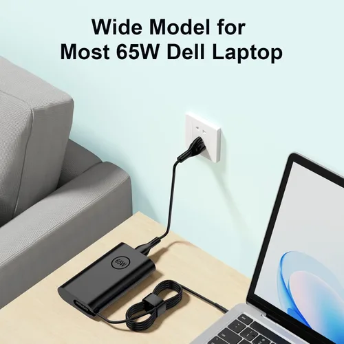 Vista 3 de Adaptador delgado de 65 W de repuesto para Dell Inspiron 15 Cargador portátil Inspiron 13 14 15 17 3000 5000 7000 Latitude Vostro XPS 13 la65ns2-01
