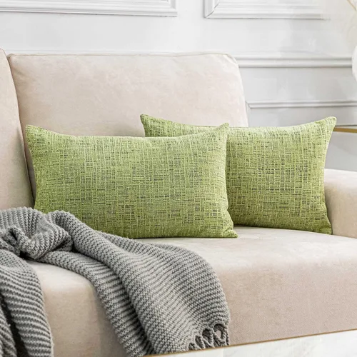 Vista 29 de Home Brilliant Fundas de almohada de primavera de 18 x 18 pulgadas, fundas de almohada decorativas de terciopelo chenille a rayas para decoración