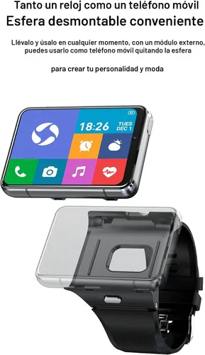 Vista 8 de Reloj inteligente Rainbuvvy para hombre, 4G, reloj inteligente para Android y iOS, pantalla táctil de 2.88 pulgadas, Android 9.0 OS, 4GB+64GB